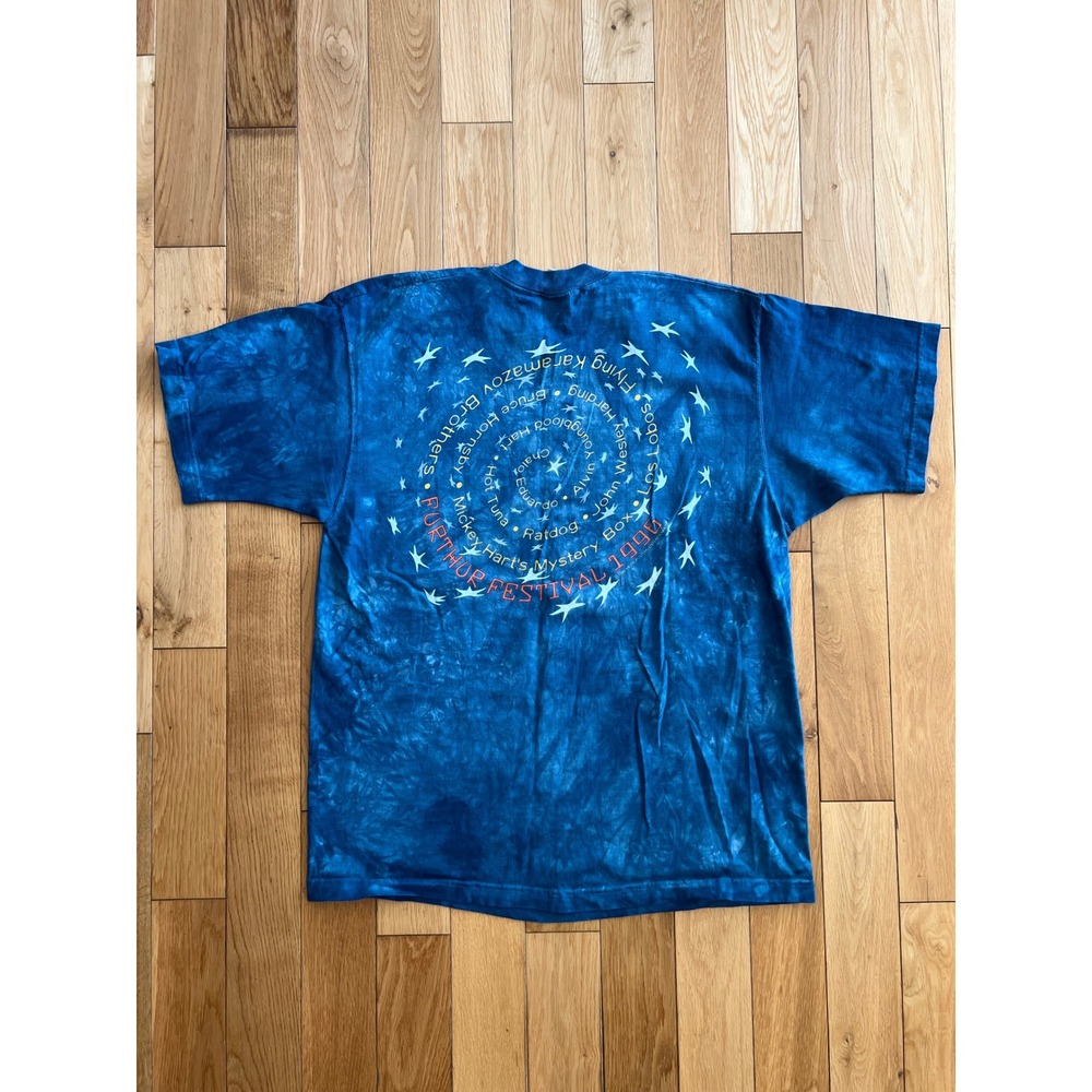Vintage Liquid Blue 1996 Further Festival Blue Tie Dye T Shirt Size XL - Picture 11 of 12